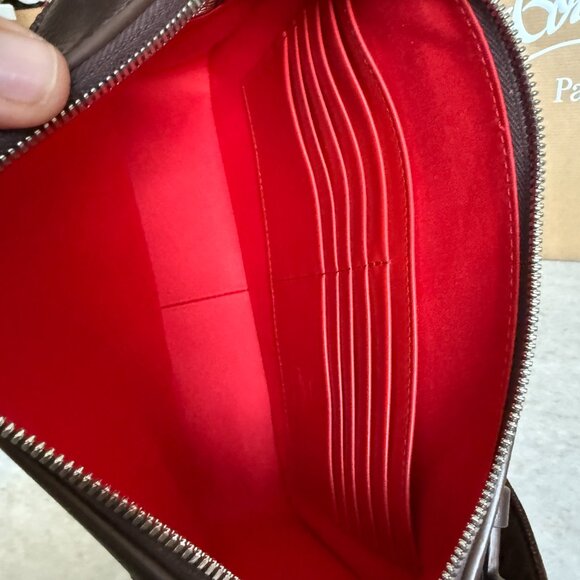 Christian Louboutin 3225098 Ruisbuddy Zipped Leather Crossbody Bag Cosme Brown - Picture 9 of 15